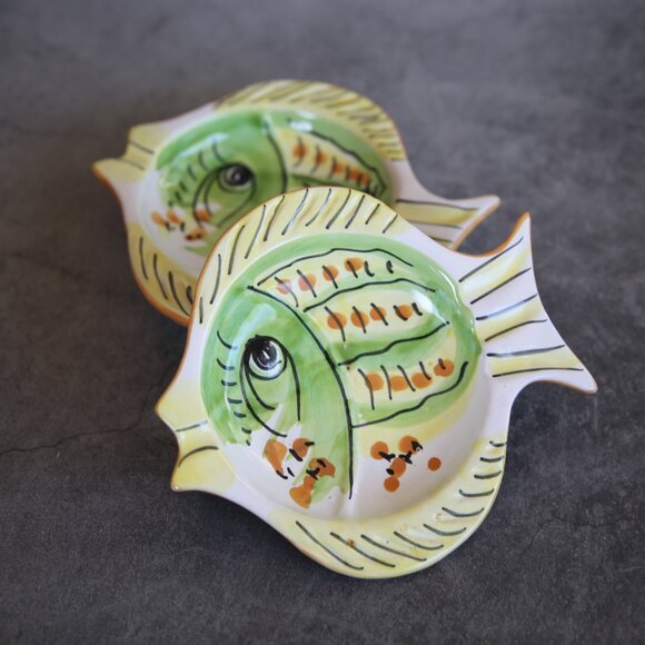 Two Solimene Vietri Made in Italy Fish Dishes